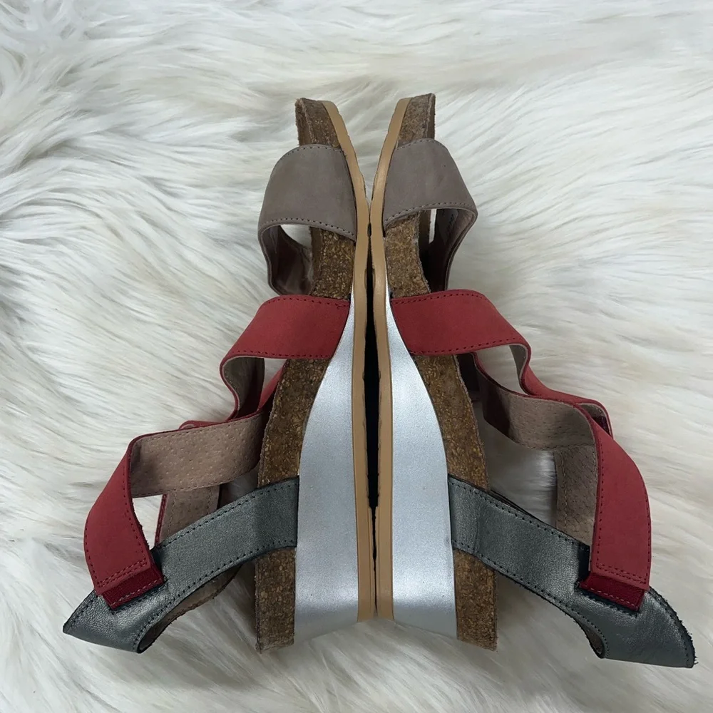 NAOT NEW vixen size 6 6.5 (37) Red Nubuck Ankle Strap Heel Wedge Sandals Shoes - Picture 4 of 10